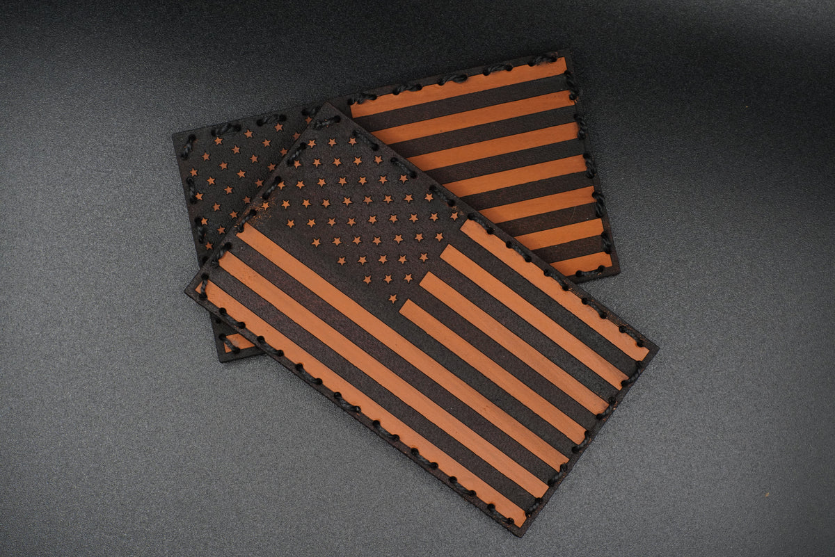USA Flag Leather Patch